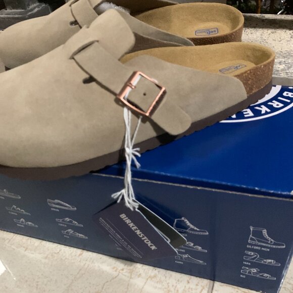 Birkenstock Boston Wome Taupe Suede Leather Soft Footbed New w/box Narrow/Wide - Picture 7 of 9